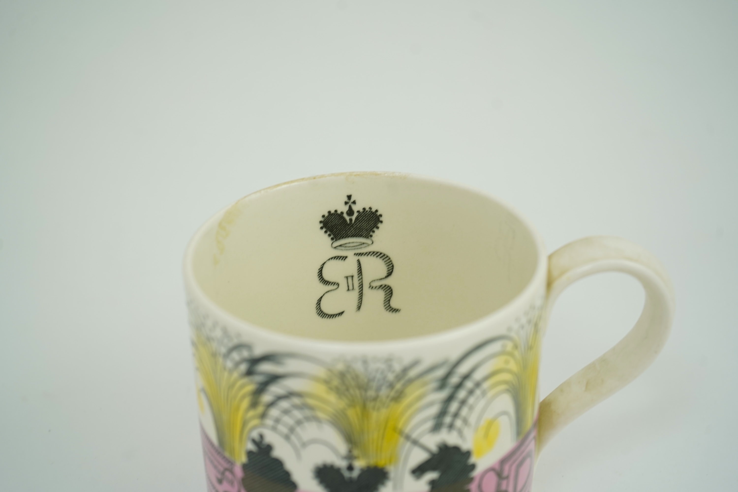 Eric Ravilious (1903-1942) for Wedgwood: A 1953 Queen Elizabeth II Coronation commemorative mug